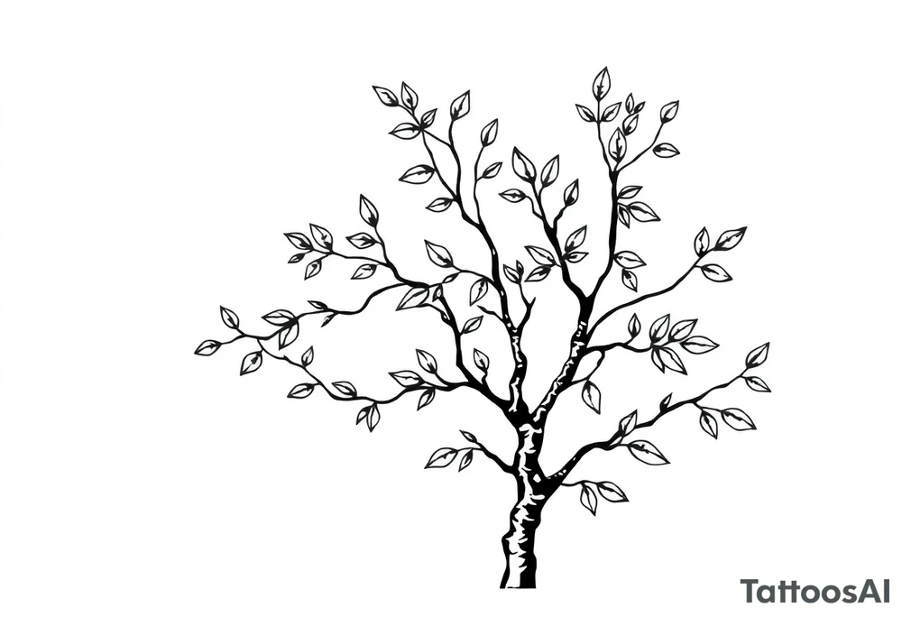 birch tree with leaves tattoo idea