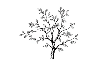 birch tree with leaves tattoo idea