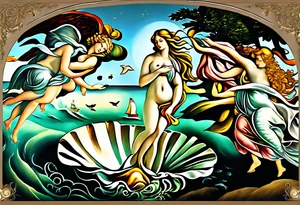 Full body goddess birth of Venus tattoo idea