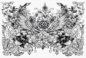 small long ornate floral sternum tattoo tattoo idea
