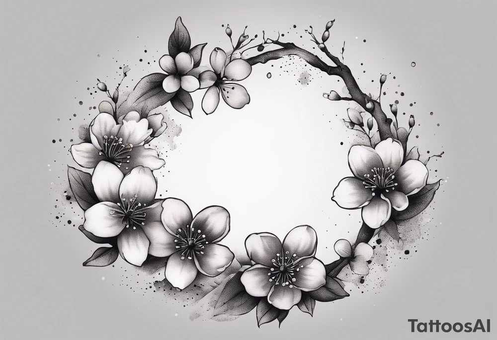 Wreath of cherry blossoms tattoo idea