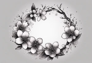 Wreath of cherry blossoms tattoo idea