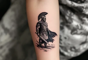 gladiator roman soldier standing colosseum interior combat sword helmet cape sand wind eagle legion trace tattoo idea