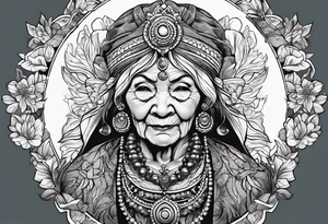 Strong old woman tattoo idea