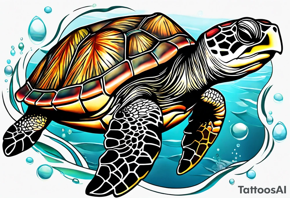 Mating sea turtles tattoo idea