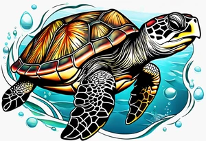 Mating sea turtles tattoo idea