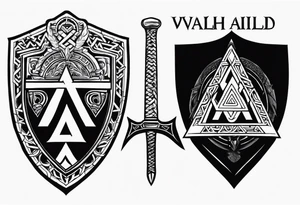 Valhalla shield valknut sword axe tattoo idea
