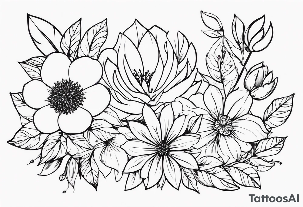 ornaments of flowers tattoo idea