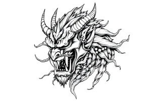 a Japanese folklore demon from old times tattoo idea