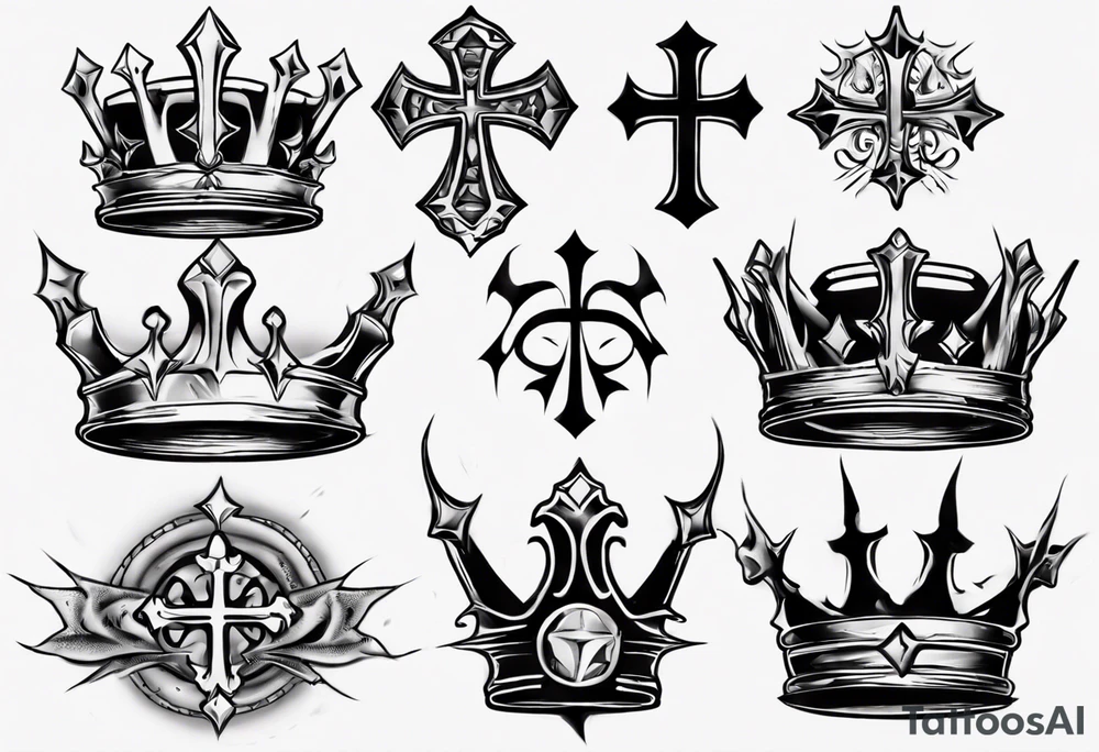 a kings crown and cross tattoo idea