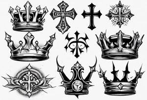 a kings crown and cross tattoo idea