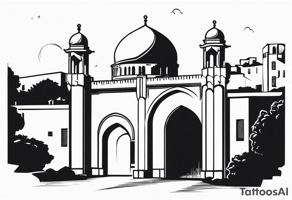 israel town gate vector tattoo idea