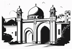israel town gate vector tattoo idea