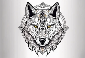 Neo traditional wolf tattoo idea