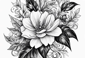 Curved floral leaves tattoo idea