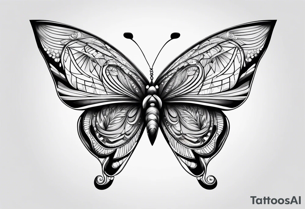 butterfly with the name Alike tattoo idea