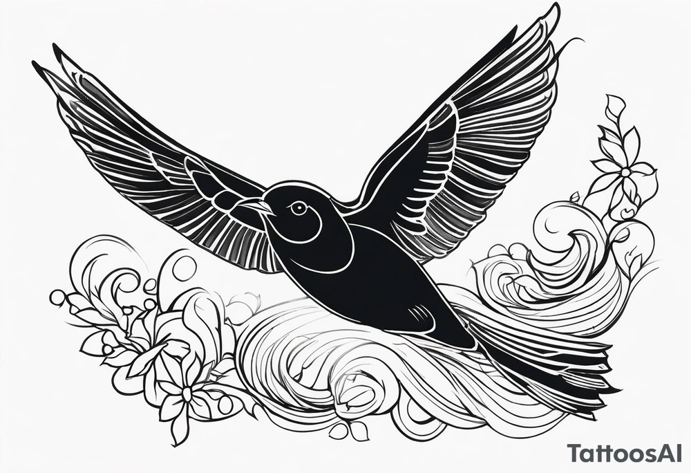 A bird is diving tattoo idea