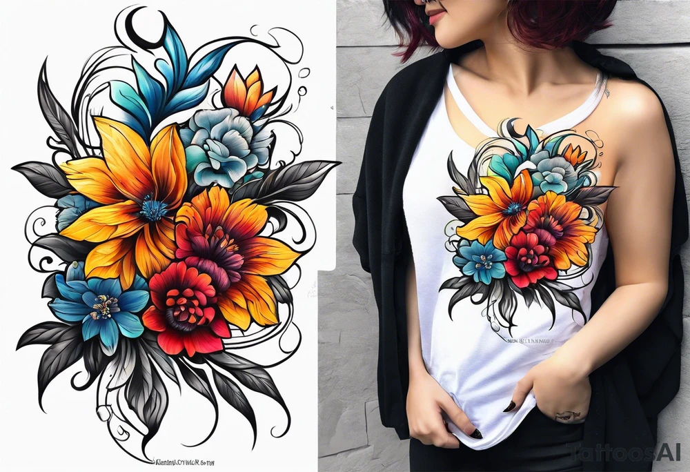 Summer floral tattoo idea