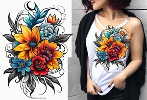 Summer floral tattoo idea