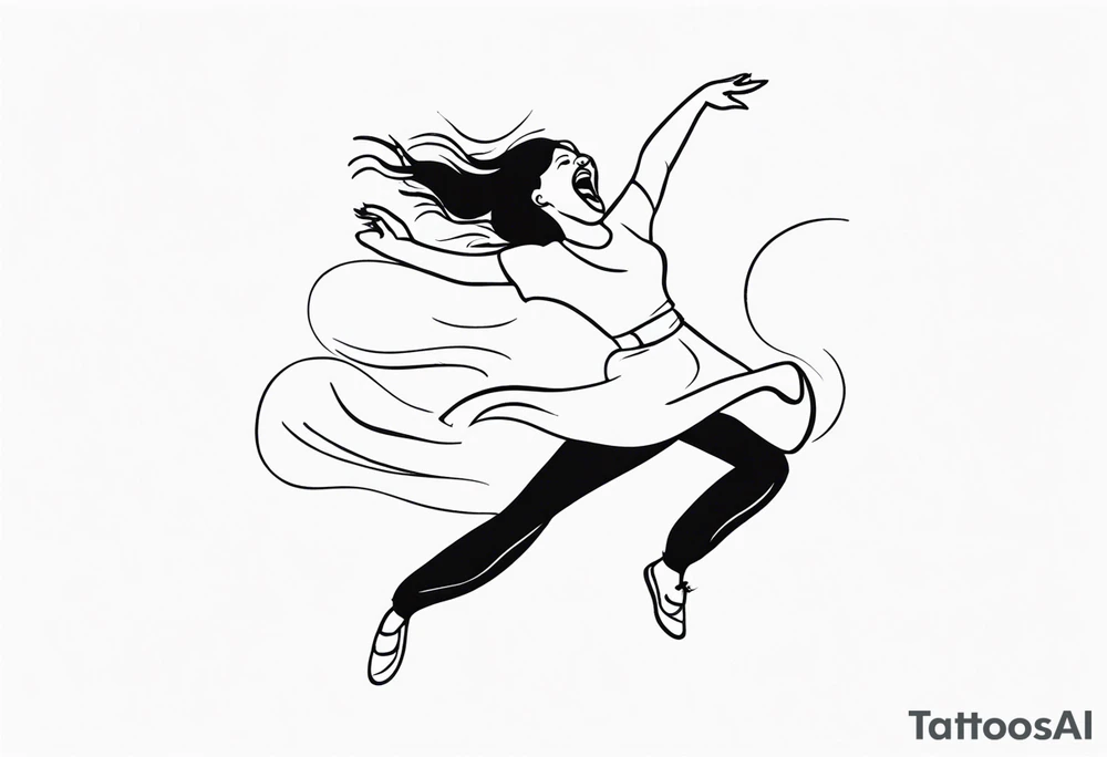 Silly. odd woman ugly dancing yelling "woop woop" tattoo idea