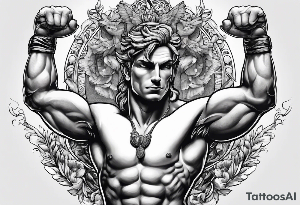 Creation of Adam with muscular arms tattoo idea