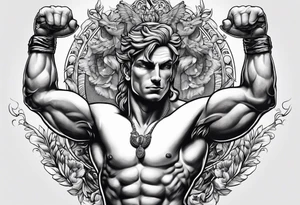 Creation of Adam with muscular arms tattoo idea