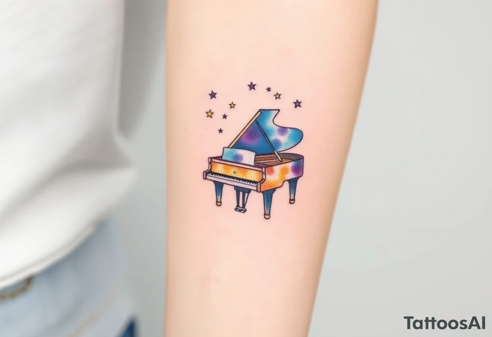 grand piano under stars tattoo idea