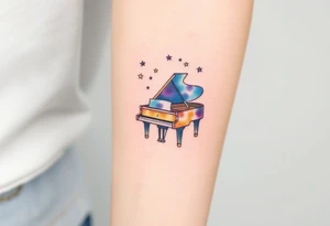 grand piano under stars tattoo idea