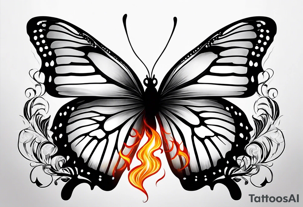 Butterflies with fire tattoo idea