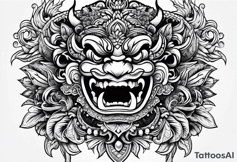 Barong bali teeth tattoo idea