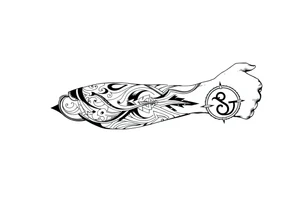 Tribal Sicilian sleeve with patterns
And symbols with a Leo symbol on forearm tattoo idea