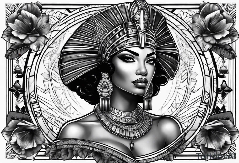 Black Egyptian queens gangster tattoo idea