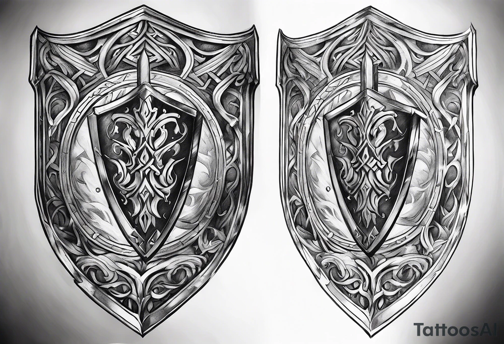 Valhalla shield fire sword tattoo idea