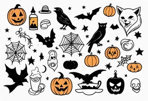 Halloween themed flash sheets tattoo idea