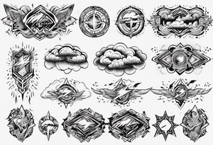 forearm sleeve lightning and clouds pattern tattoo idea