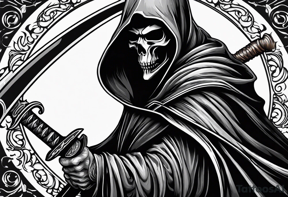 grim reaper with katana tattoo idea