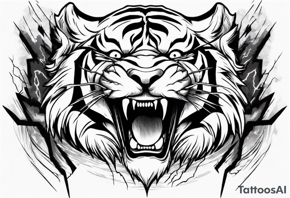 A tiger surrounded by lightning for a forearm tattoo tattoo idea