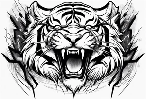 A tiger surrounded by lightning for a forearm tattoo tattoo idea
