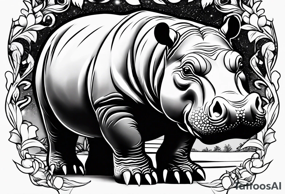 Baby hippopotamus tattoo idea