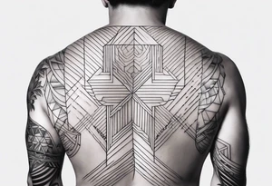 lines back and arm combination, simple tattoo idea