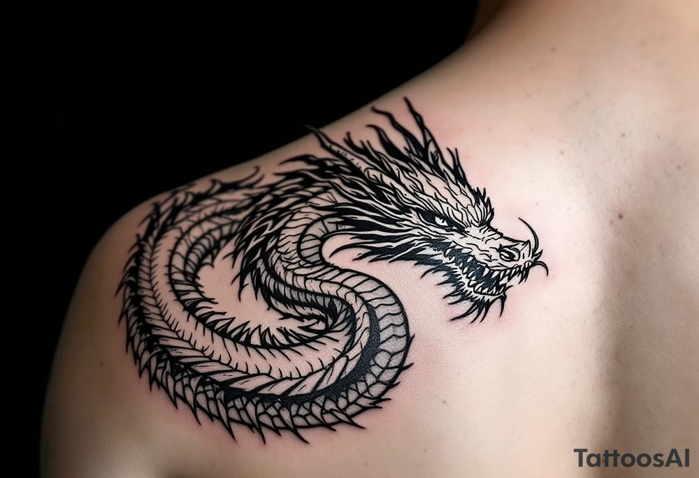 beautiful water dragon tattoo idea