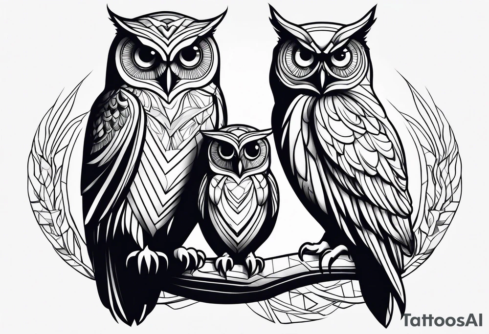Mom and baby owl tattoo idea
