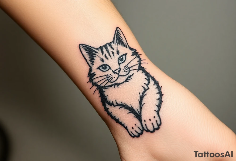 chinese chopsticks with a red thread by the end of it,
about 5cm long , 1 cm wide
it goes into the anterior part of the left wrist
besids places a chinese cat drawing tattoo idea