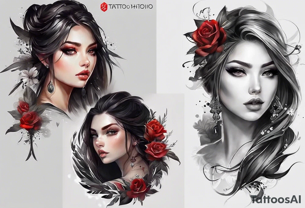 Нежные тонкие пионы с линиями и центральной звездой tattoo idea