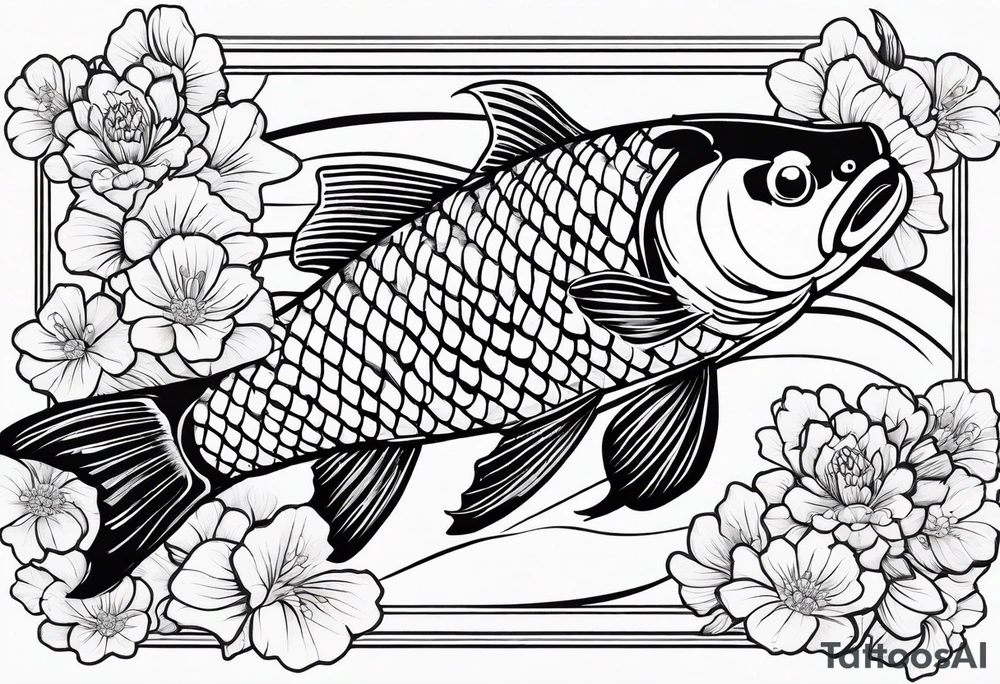 Koi carp with flowers tattoo idea