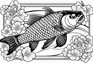 Koi carp with flowers tattoo idea
