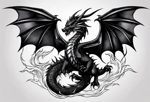 Black dragon surrounded by lightning. tattoo idea