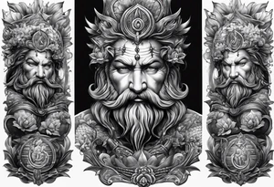 Neptun mit ganzen Körper im Wasser stehend tattoo idea