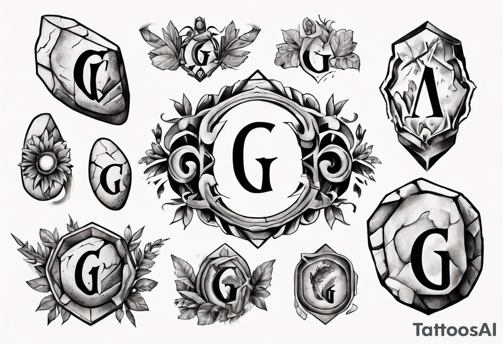 Stone with letter g tattoo idea