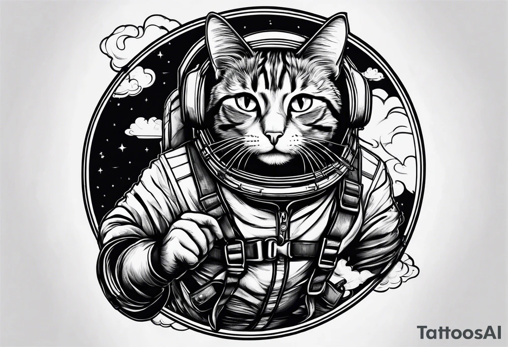 a cat going skydiving tattoo idea